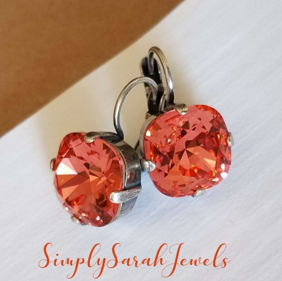 Austrian Crystal Earrings in Antique Silver - Picture 1 of 7